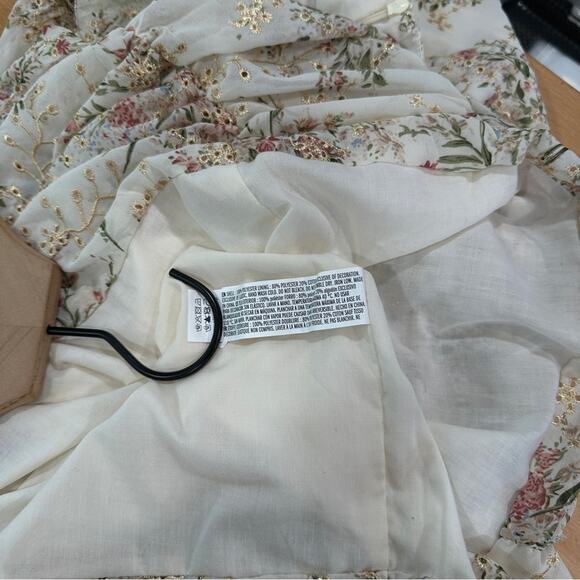 Free The Roses Endless Ross Floral Mini Dress Embroidered Ruched size Large - Picture 9 of 10